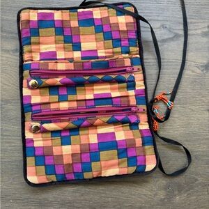 Multicolor Geometric Crossbody Organizer Bag
